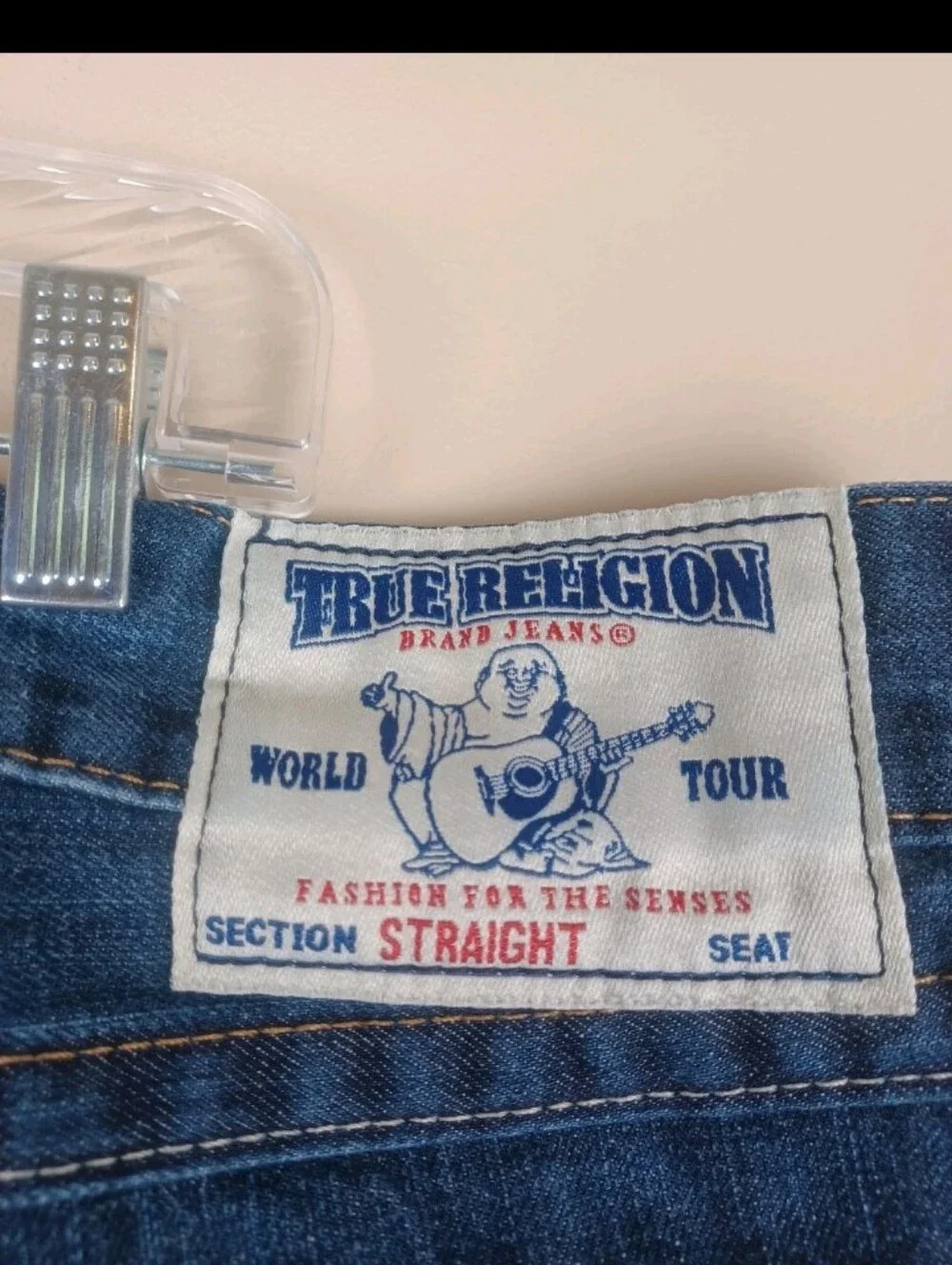 Rare True Religion Straight Flap Jeans Mens 40x32 Thick Stitch Streetwear READ